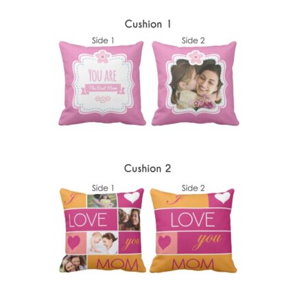 Personalized  I Love U Mom You Are The best both Side Printed Cushion Covers Set of 2