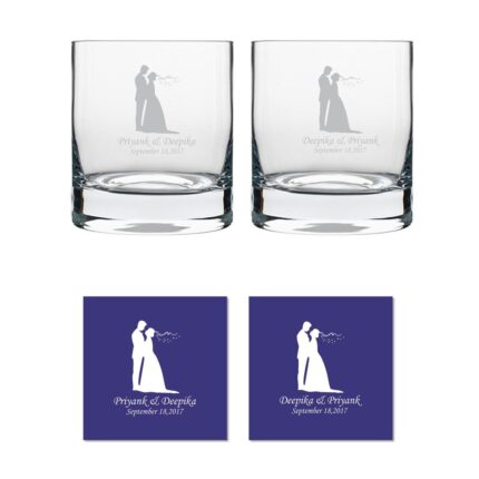 Personalized Just Married Couple Whiskey Glasses