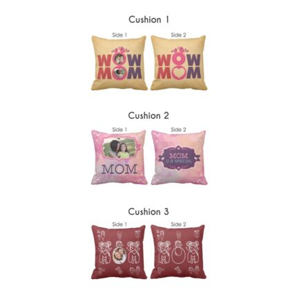 Personalized Wow Mom U R Special Mom Cushion Covers both Side Printed Set of 3