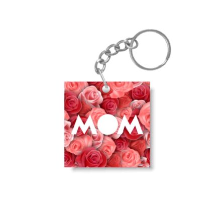 Red Rose Mom Keychain