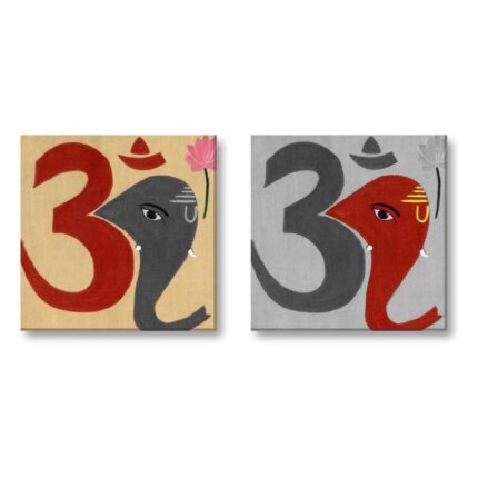 Religious Om Ganesha Art Black and White Canvas Frame