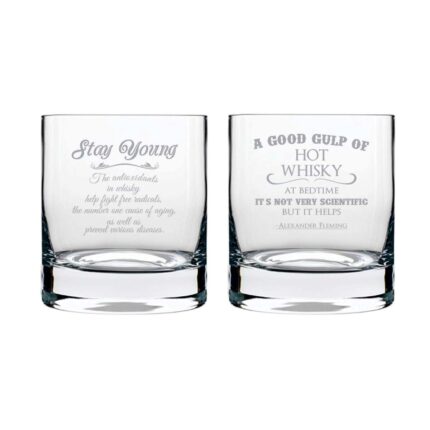 Sleep Easy Stay Young Engraved Whiskey Glasses - Set of 2