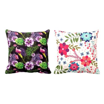 Splendid Teasing Floral Flowers Printed Cushion Covers Set of 2
