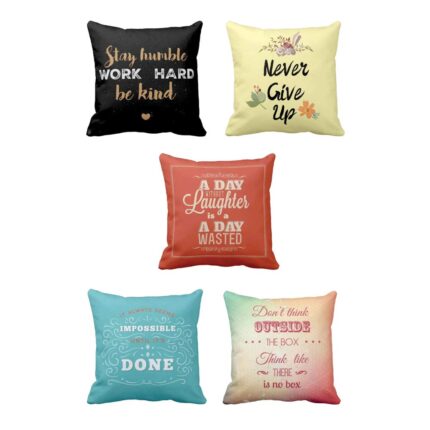 Think Outside The Box Inspirational Quotes Printed Cushion Covers - Set of 5