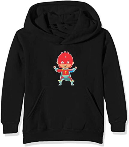 Super Boy Sweatshirt Black with Kangaroo Pockets