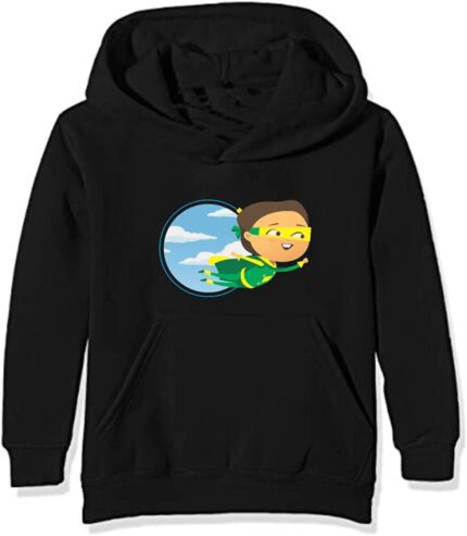 Super Girl Sweatshirt Black with Kangaroo Pockets