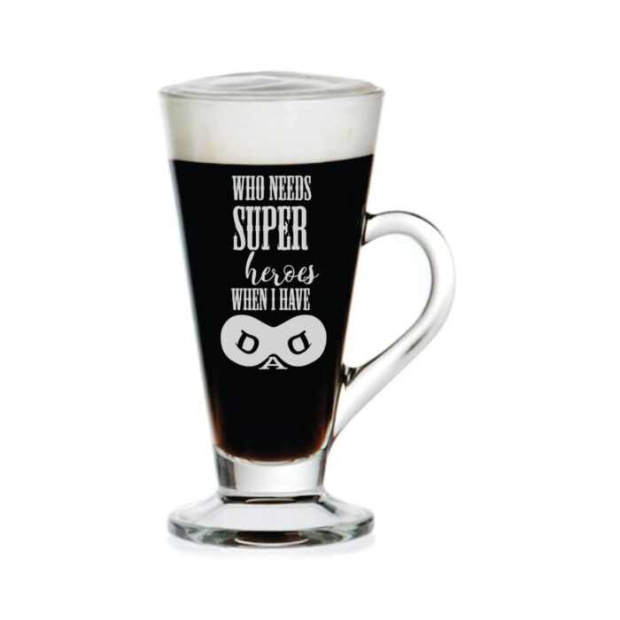 Super Hero Dad Engraved Glass Tea Mug