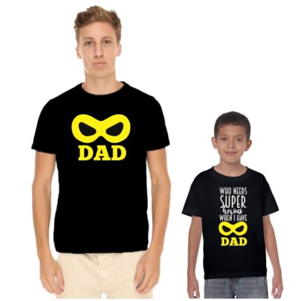 Super Hero Dad and Kid Family T-Shirt