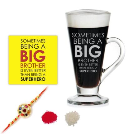 Super Hero Brother Engraved Glass Tea Cup