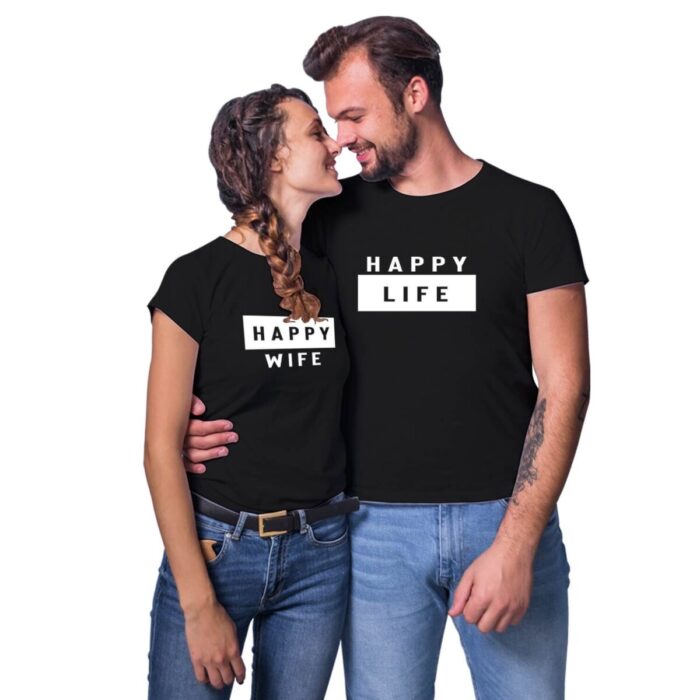 Happy Wife Happy Life Couple T-shirt