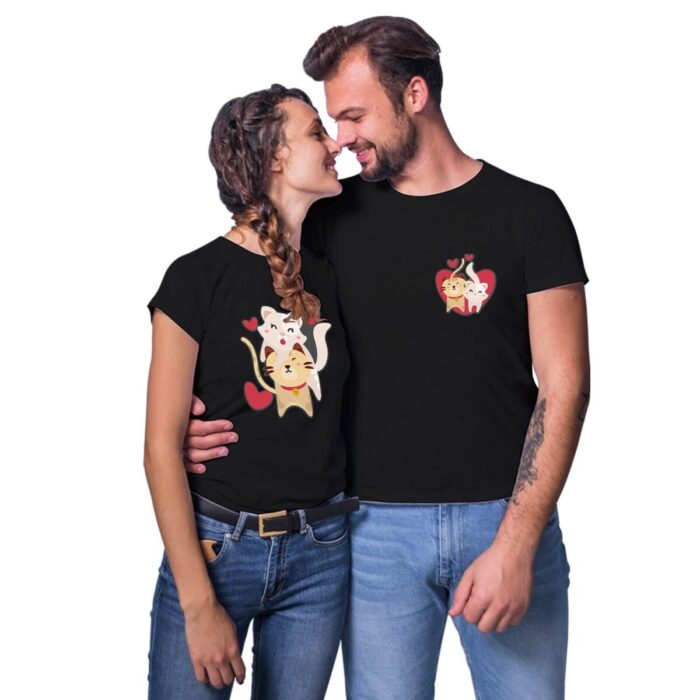 Kittens Love Couple T-shirt
