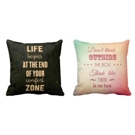 Life Begins When You Think Outside The Box Quotes Cushion Covers Set of 2