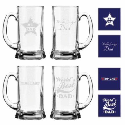 World Grestest Dad Beer Mug Set of 4