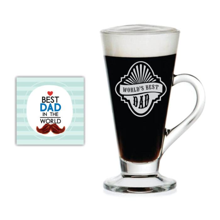 Worlds Best Dad Engraved Glass Tea Mug