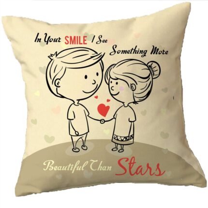 Your Smile is Beautiful Than Stars Cute Love Couple Cushion Cover