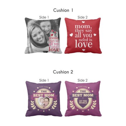 Personalized All best mom need is love Mom Cushion Covers both Side Printed Set of 2