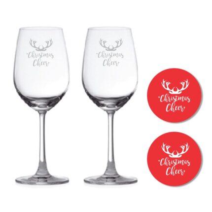 Christmas Cheer Wine Glasses Set of 2