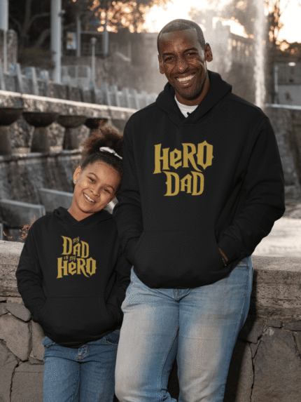 Hero Dad and Child Parent and Child Family Sweatshirts