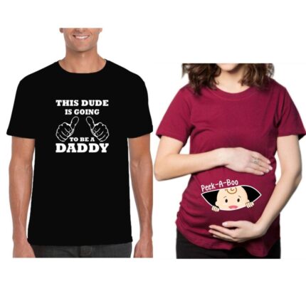Couple Maternity Tshirt Pregnancy Announcement This Dude is Going to be a Daddy  Peek a Boo Tees