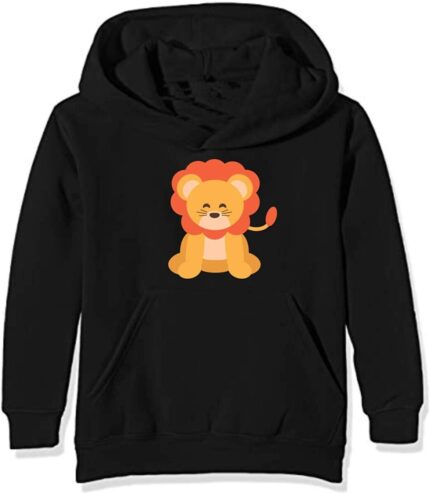 Super Lion Sweatshirt Black with Kangaroo Pockets