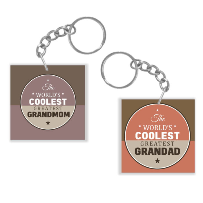 Worlds Coolest Grandma Grandpa Couple Keychain