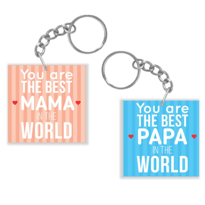 Best Mama Papa Couple Keychain Keyring
