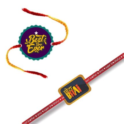 Printed Acrylic Rakhi for Brother, Kids & Adult Set of 2