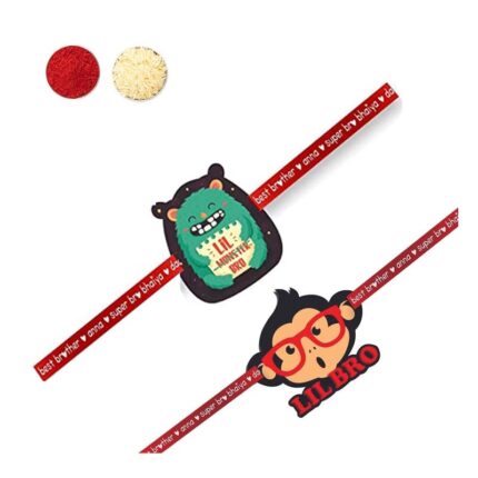 Printed Acrylic Rakhi for Brother, Kids & Adult Set of 2