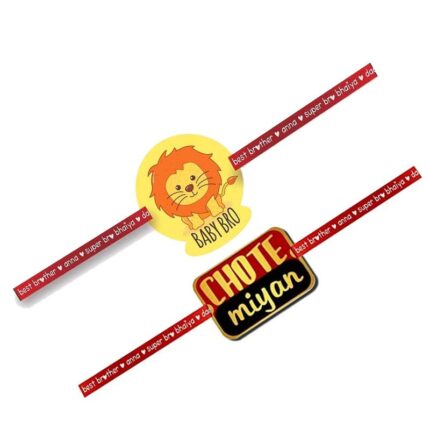 Printed Acrylic Rakhi for Brother, Kids & Adult Set of 2