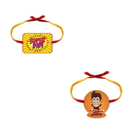 Printed Acrylic Kids Rakhi Set of 2 for Brother and Sister|Raskhabandhan Special