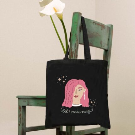 Printed Cotton Black Tote Bag|Multipurpose bag|Lightweight