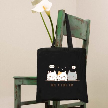 Printed Cotton Black Tote Bag|Multipurpose bag|Lightweight