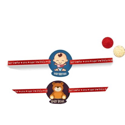 Printed Acrylic Rakhi for Brother, Kids & Adult Set of 2