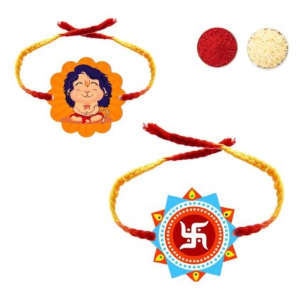 Printed Acrylic Rakhi for Brother, Kids & Adult Set of 2