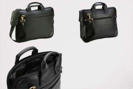 BLACK SLIM LAPTOP BAG LEATHERETTE