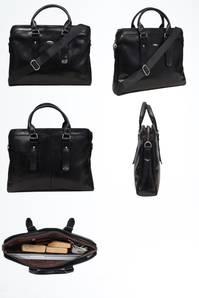 BLACK LEATHERETTE SILVER ZIP BOX