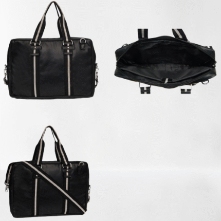 BLACK PU LAPTOP BAG WITH STRIPS