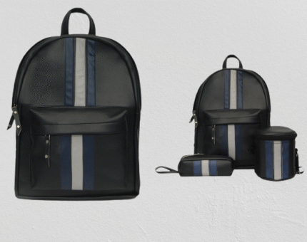 LEATHERETTE BACK PACK WITH LUNCH BOX AND POUCH