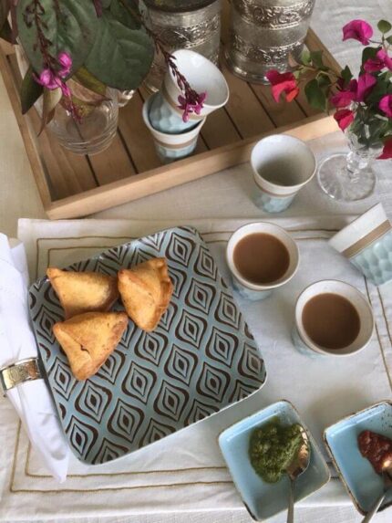 Ceramic Blue 7 Pcs Snack Set