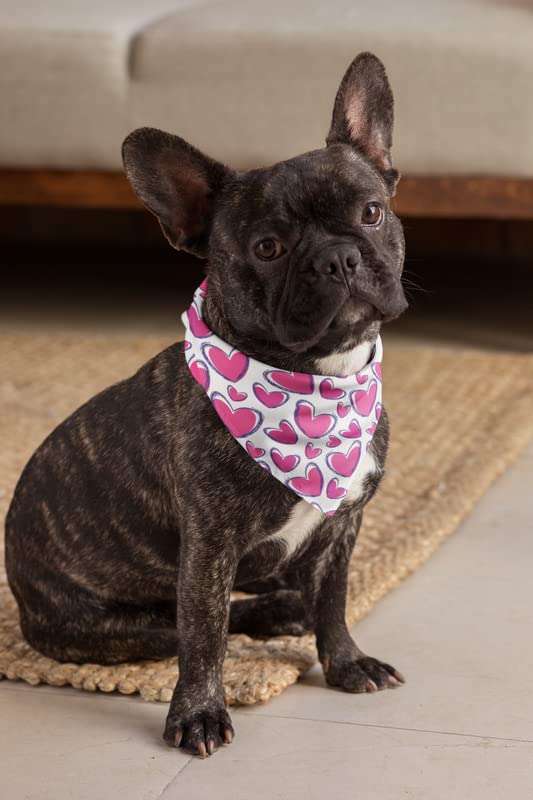 Dog Bandanas Pink Heart Large