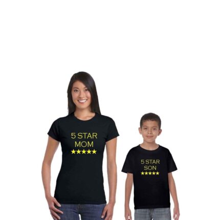 Mothers Day 5 Star Mom and Son Family T-Shirt Combo for Mom and Son