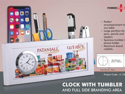 A136 – Clock with tumbler and full side branding area | Branding...