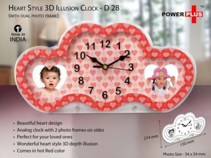 D28 – Heart style 3D illusion clock with dual photo frame – Best...
