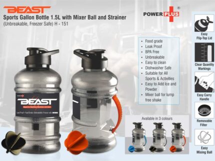 H151 – Beast Sports gallon bottle 1.5 L with mixer ball and...