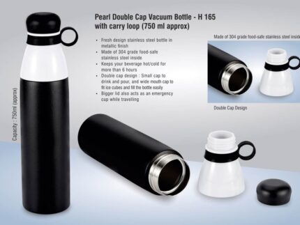 H165 – Pearl Double cap Vacuum bottle in metallic finish with...