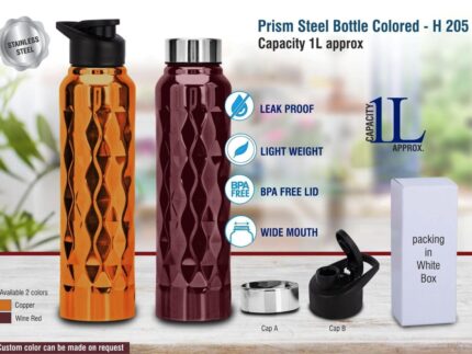 H205 – Prism steel bottle Colored | Capacity 1L approx – Best...