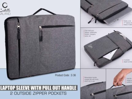 S36 – Laptop Sleeve with pull out handle | 2 outside zipper...