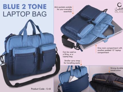S42 – Slim 2 tone Laptop bag | Double outside pockets – Best...