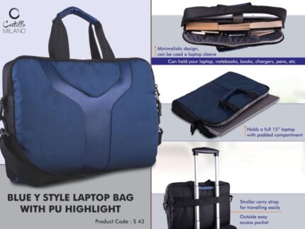S43 – Y style laptop bag with PU highlight – Best corporate Gifts