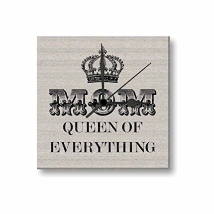 Giftsmate Mom Queen of Everything Square Canvas Wall Clock 12 Inches, Decorative Wall Clocks for Living Room, Bedroom